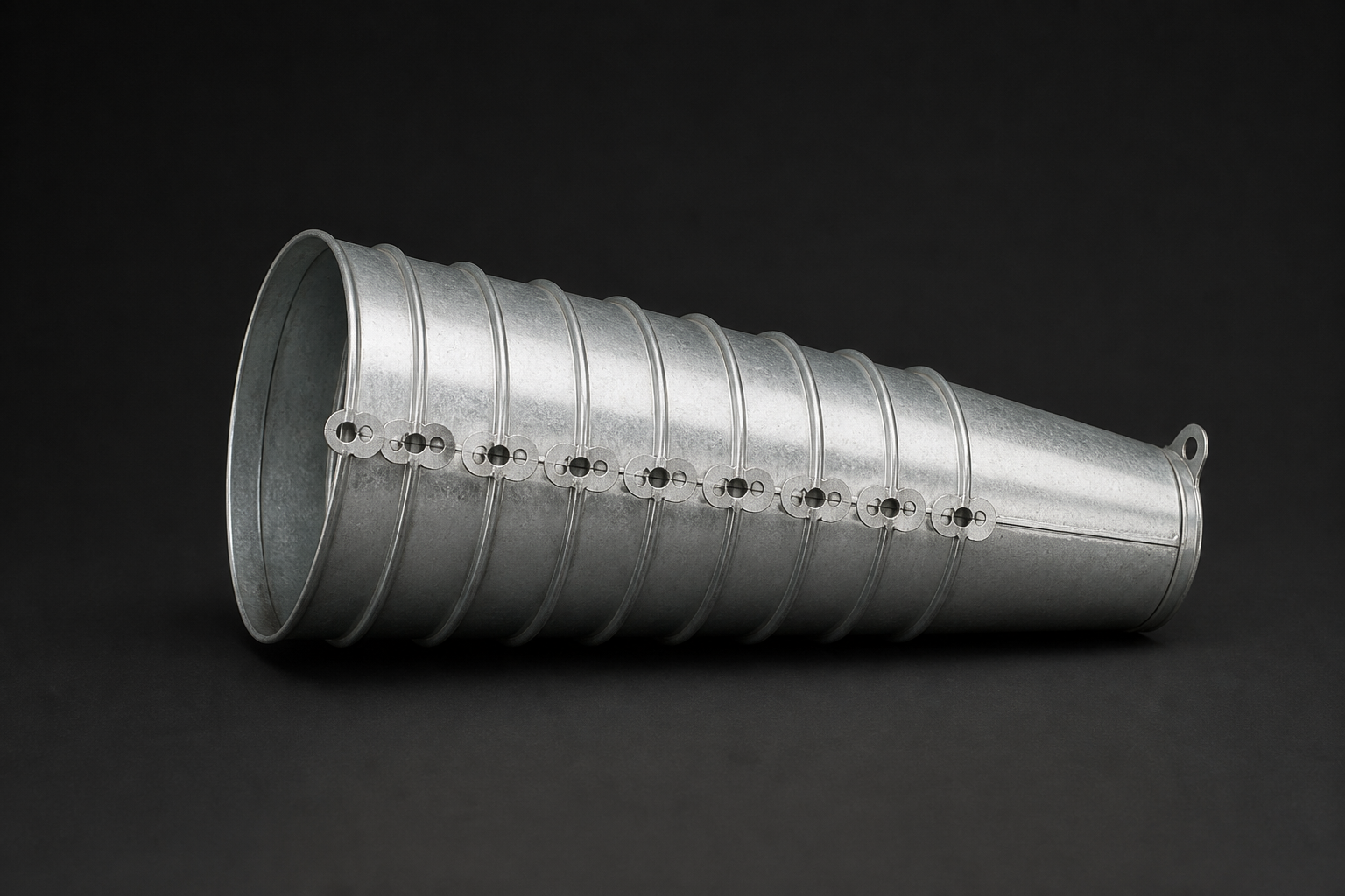 Raw galvanized tapered cylinder before powder coating